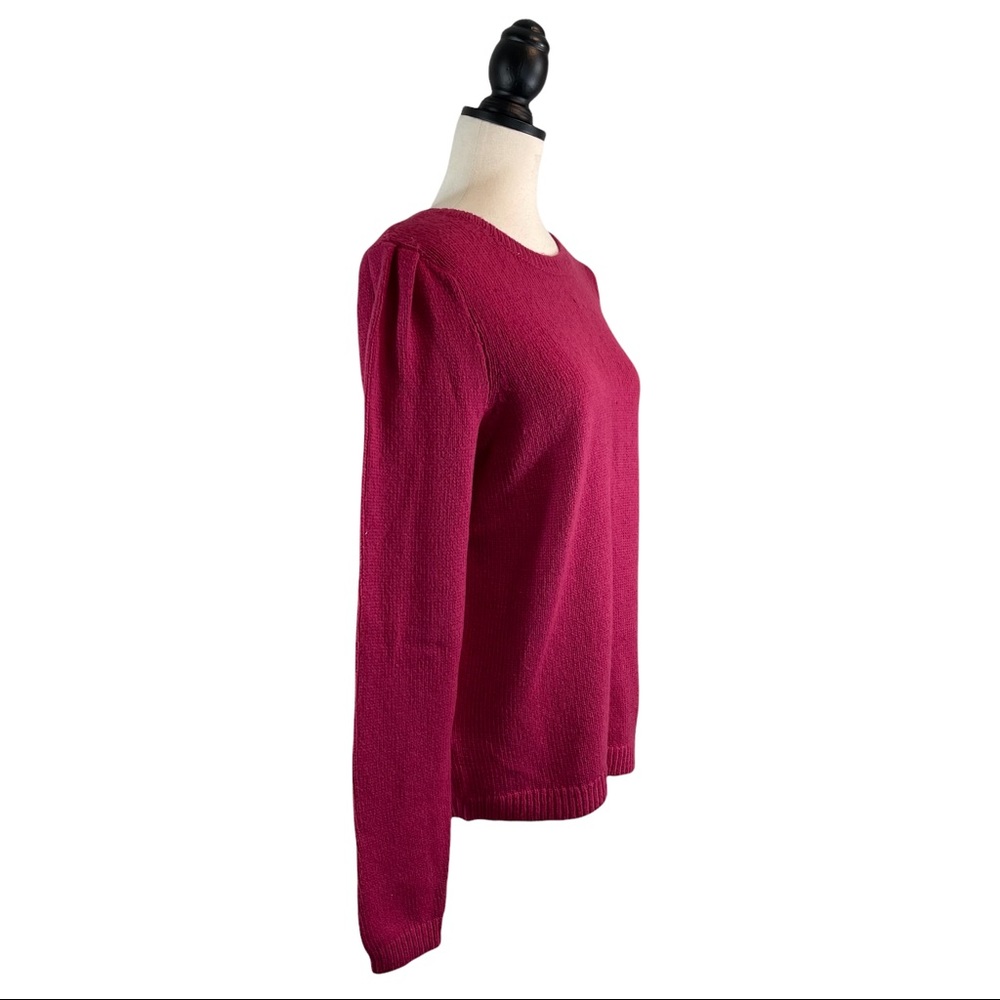 Ann Taylor Sweater Berry Pink Puffy Shoulder, New w/ Tags, Size L - Picture 6 of 10